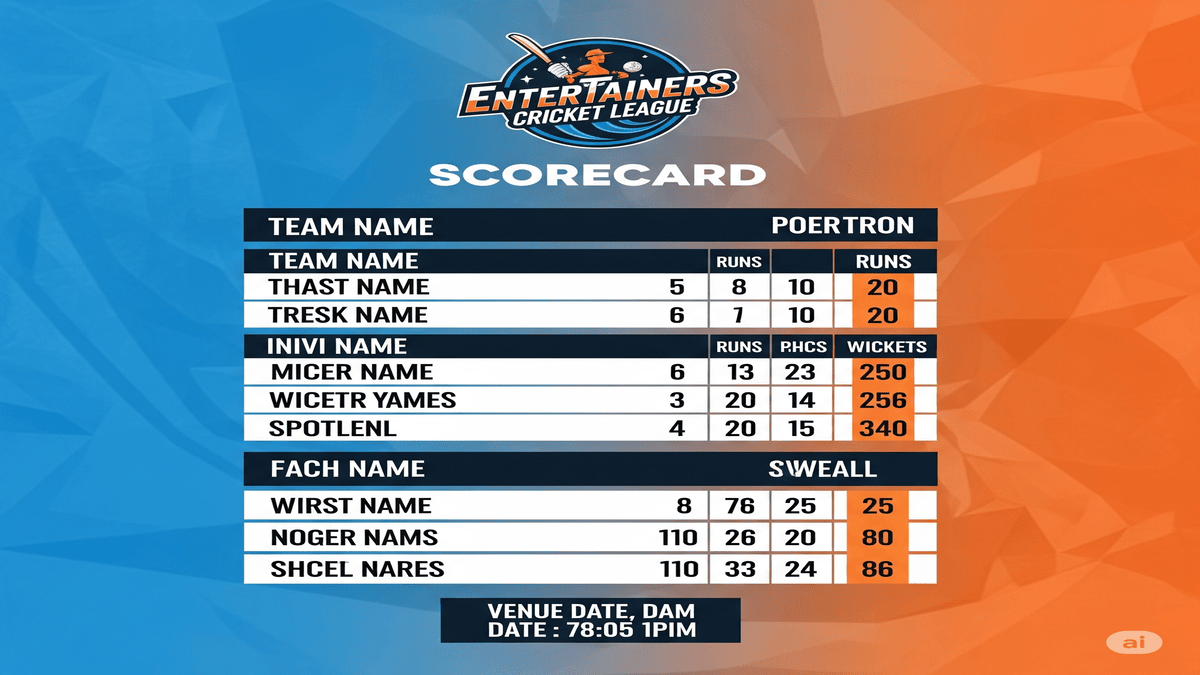 entertainers cricket league scorecard​